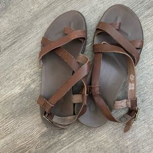 OluKai Brown Leather Sandals
